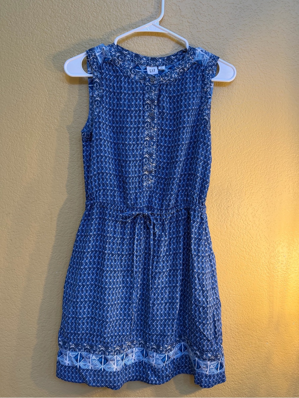 GAP Girls' Blue Geometric Printed Sleeveless Dress-XS